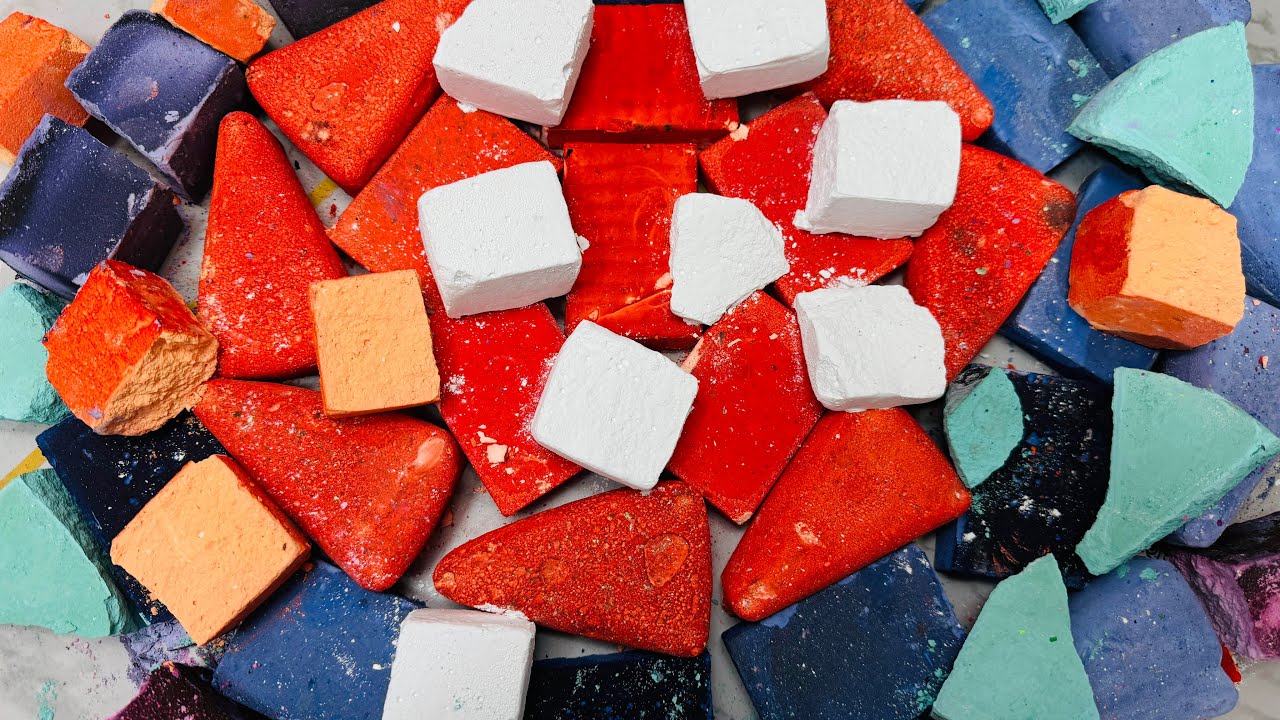 Dyed Chalk ASMR Crushing |  Oddly Satisfying Chalk ASMR 