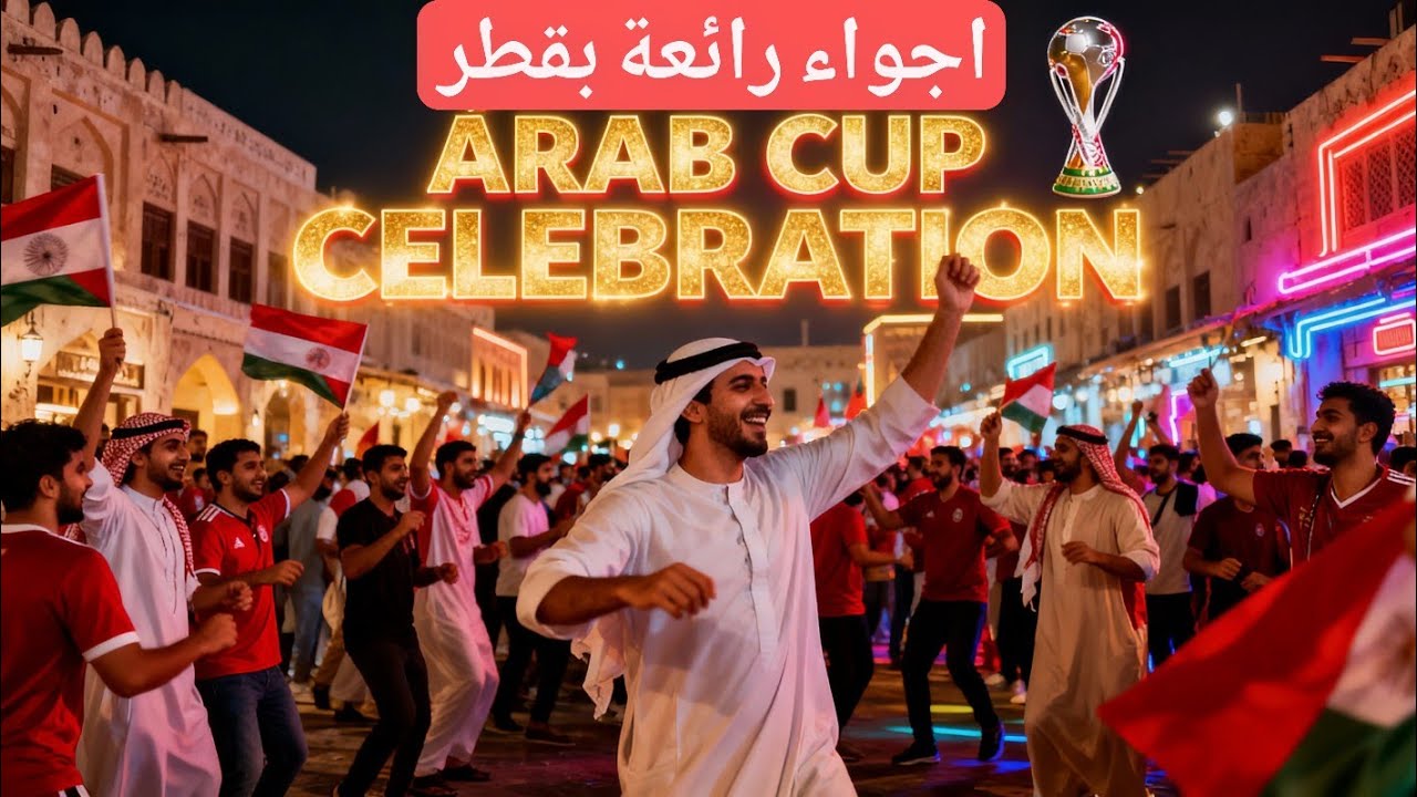 أجواء رائعة في سوق واقف الدوحة | رقص جماهير عربية واحتفالات كأس العرب في قطر
