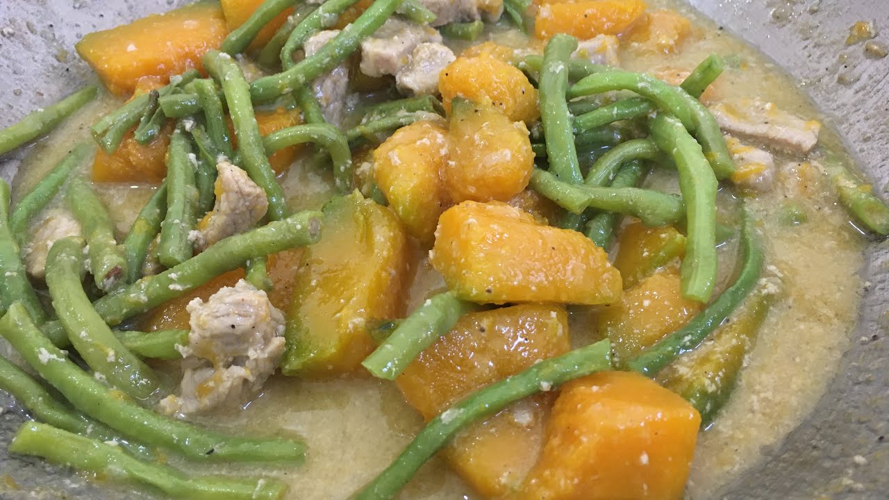 Ginataang Sitaw at Kalabasa | Squash and String Beans in Coconut Cream Milk