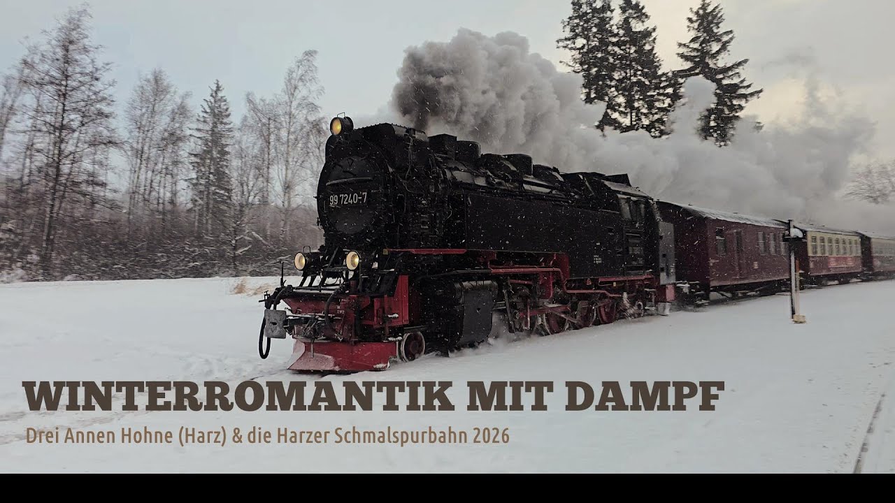 WINTERROMANTIK MIT DAMPF - Harz Winter Januar 2026 - Drei Annen Hohne - Harzer Schmalspurbahn (4K)