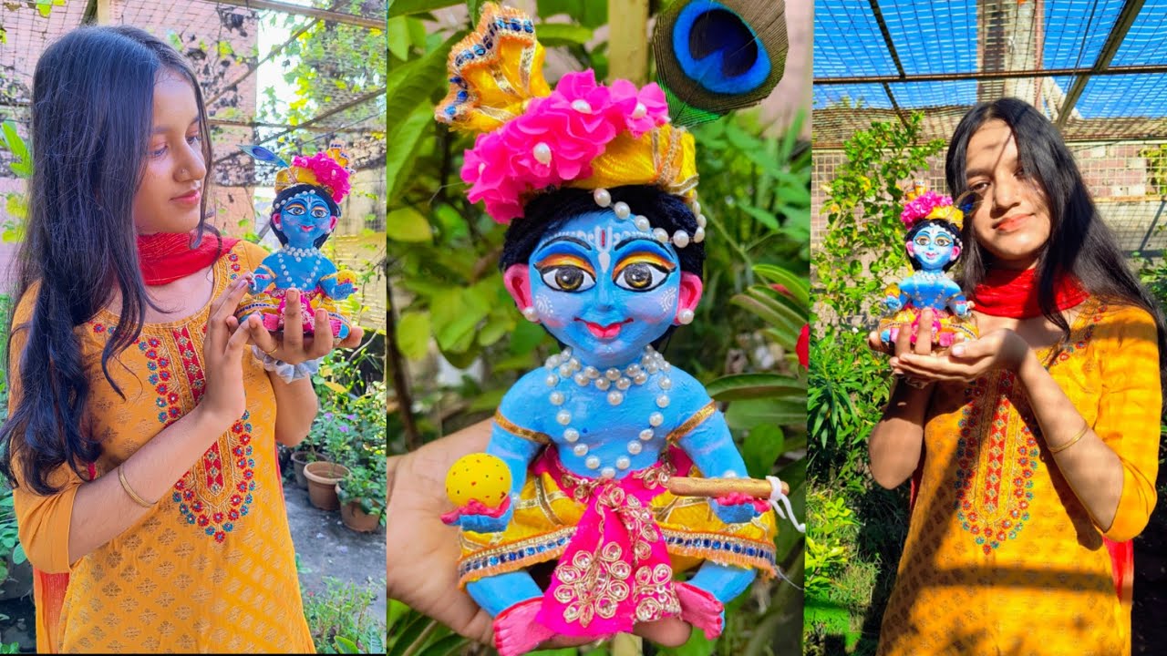 Laddu gopal murti painting 😍🩵 #janmashtamispecial #acrylicpainting #krishna l