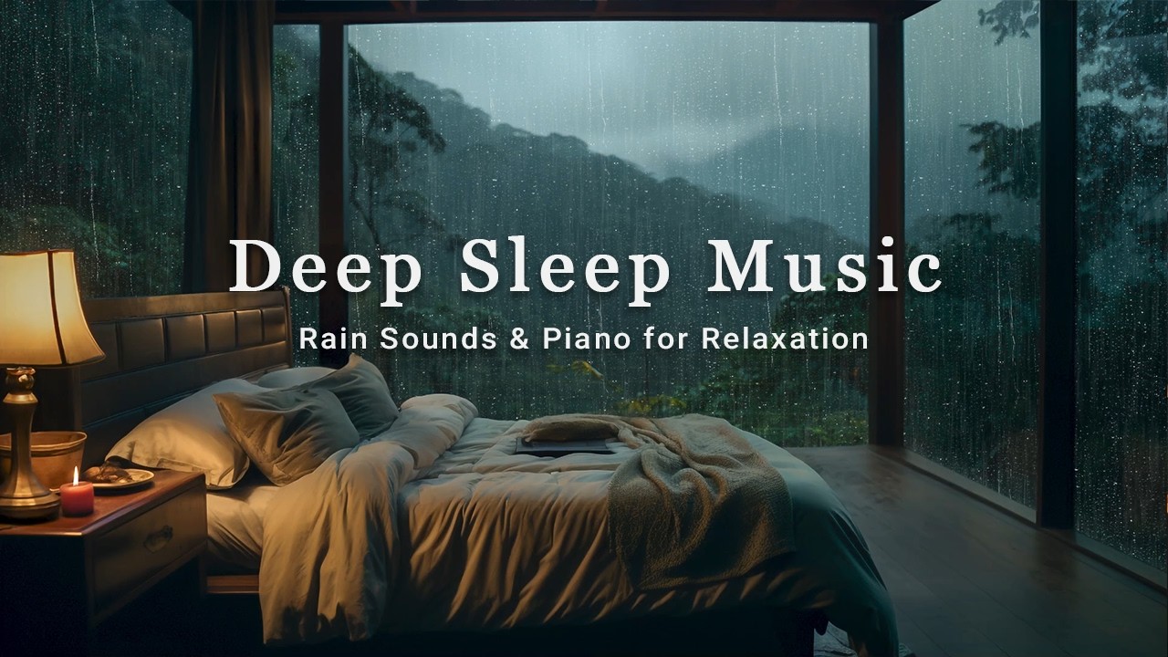 Relaxing Rain on the Window - With Soft Piano to Fall Asleep Fast in a Warm Bedroom