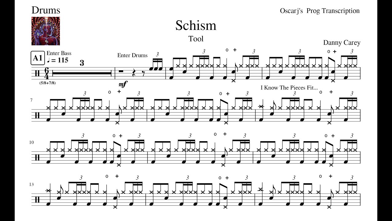 [PDT] Tool - Schism Drum Transcription Sheet (Updated Sheet In Description)
