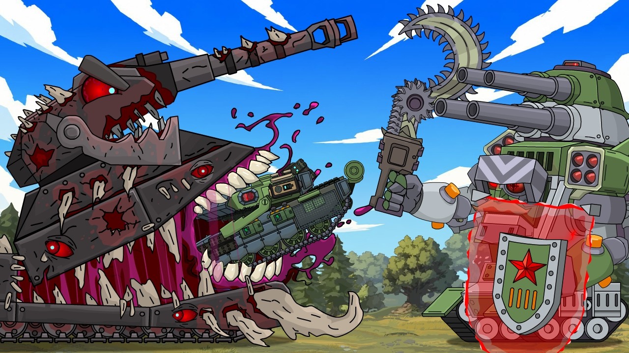 WHOEVER FIRES AT THE MONSTER &mdash; FEEDS IT! Ratte vs. Robo-Stalin and Parasite T-72. Tank cartoons