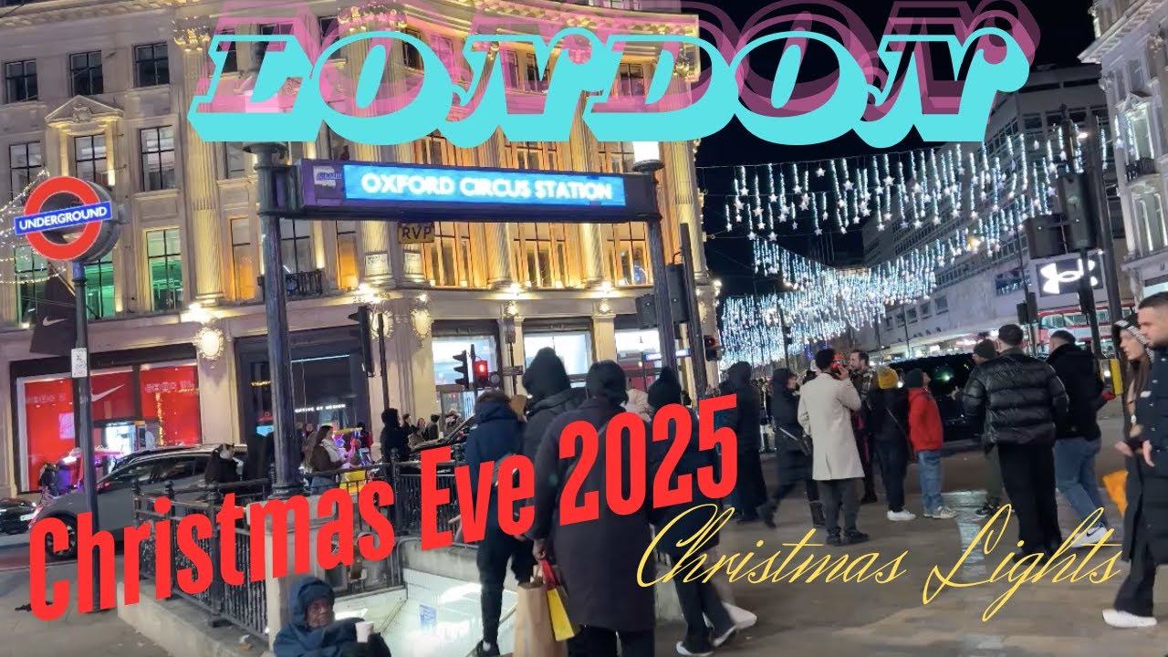 Christmas Eve 4K Night Walk | Tottenham Court Road to Marble Arch