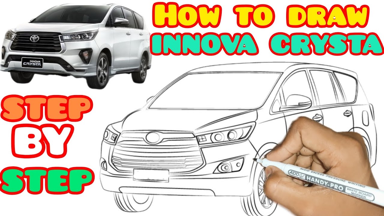 How to draw Innova crysta step by step #drawingtutorial #automobile #video #viral#✍️✍️👑