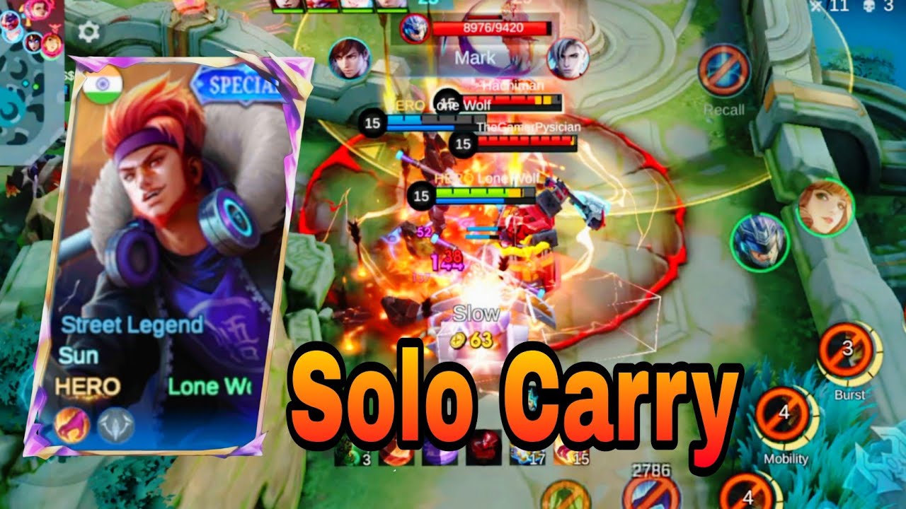 Sun Solo Carry Dominate Battlefield Mobile Legends | Sun gameplay mlbb 