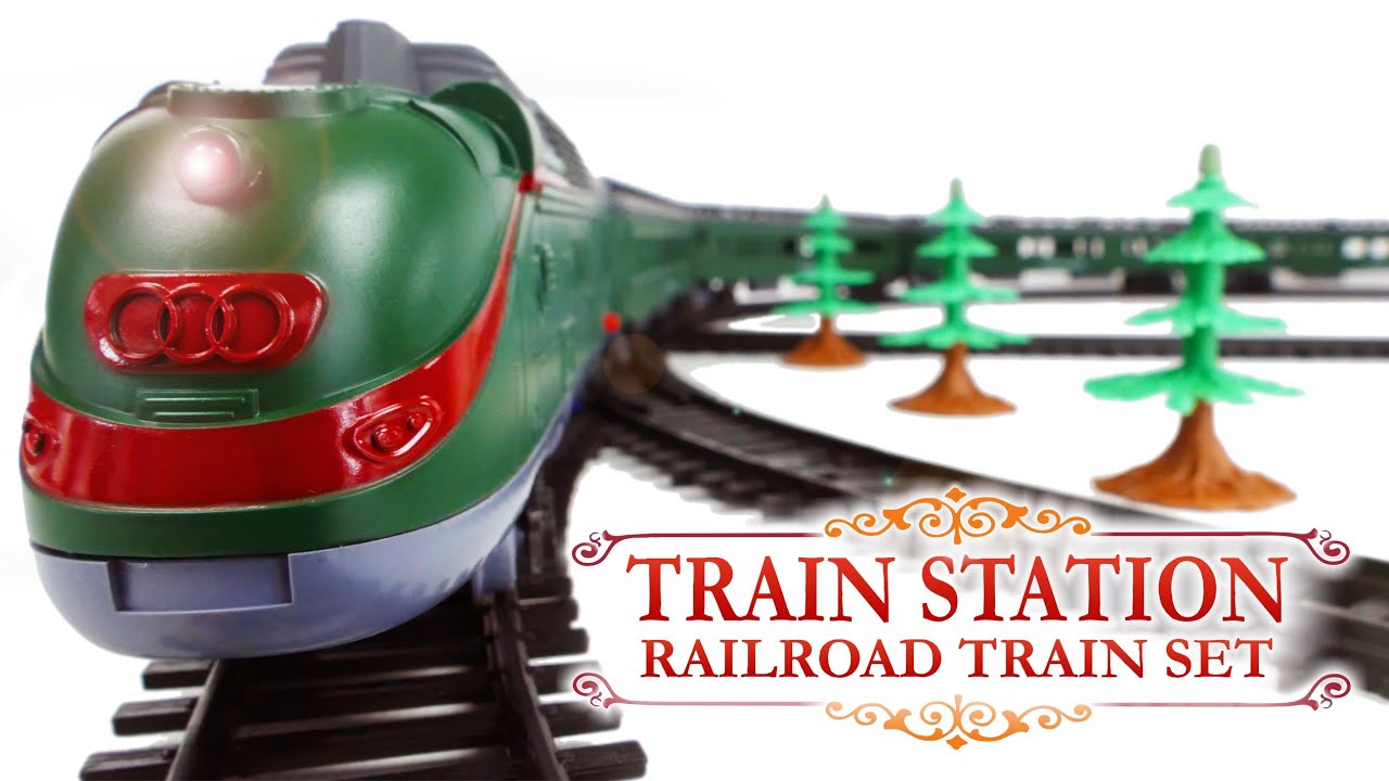 Train Station Railrad Train Set  Long Green Train