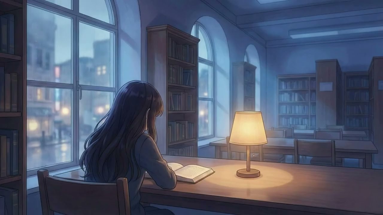 Quiet Rainy Library 🌧️ Soft Lofi for Reading & Focus