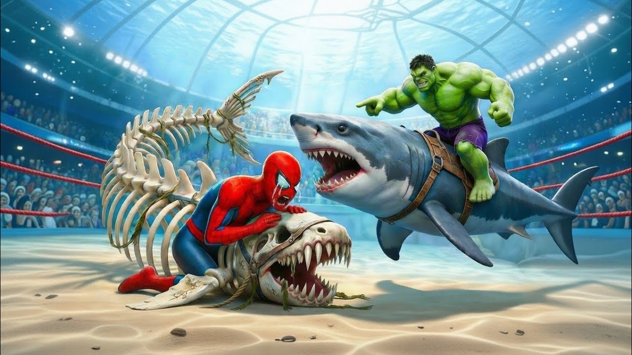 🦈🕷️ SPIDERMAN vs GIANT MEGALODON SHARK 🥶 | INSANE MAGIC RACE YOU WON’T BELIEVE!