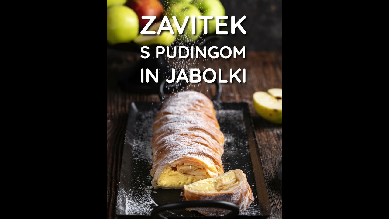 Zavitek s pudingom in jabolki - video recept