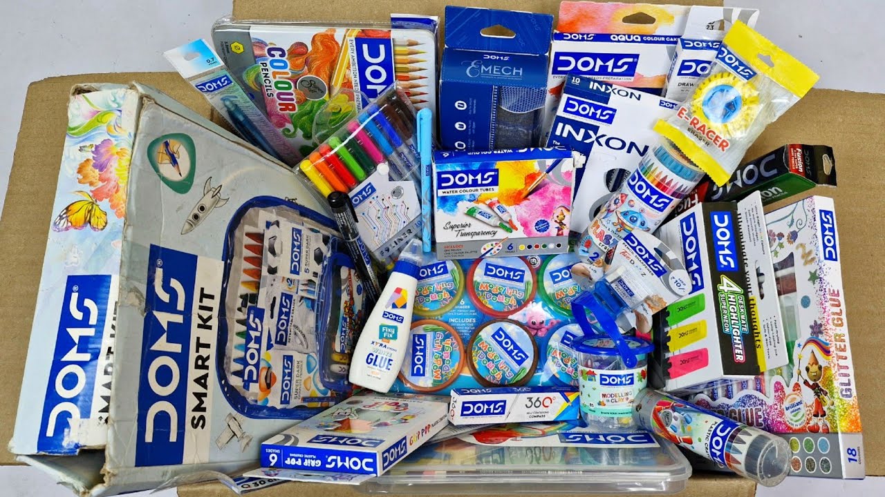 DOMS Stationery Collection🩵Smart Kit, Crayons, Tube colors, Glitter, Glue, Geometry, Color Pencil