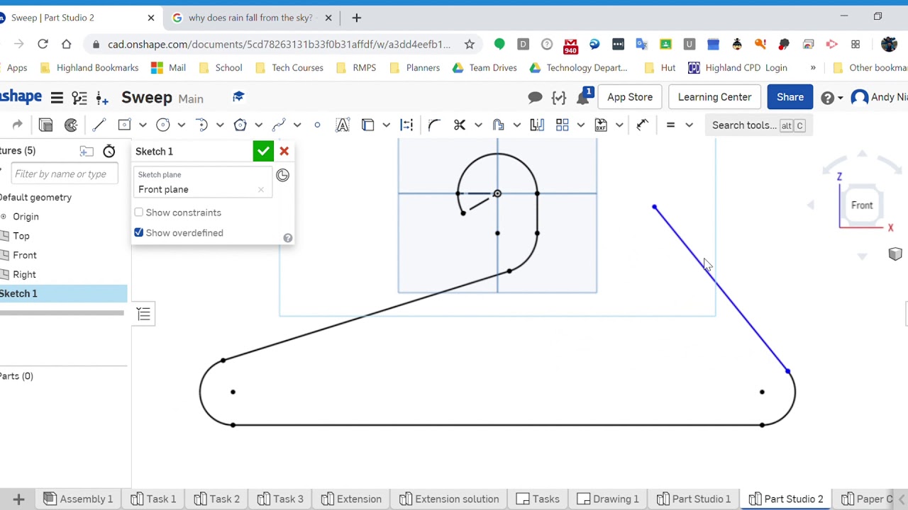 Onshape Sweep Exercise Hanger