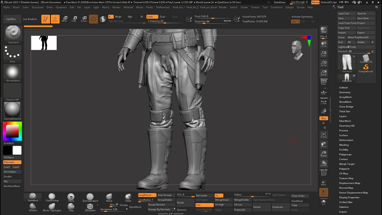 Bo Katan Character Sculpting in Zbrush part -1- Cloth, belt, shoes base shapes