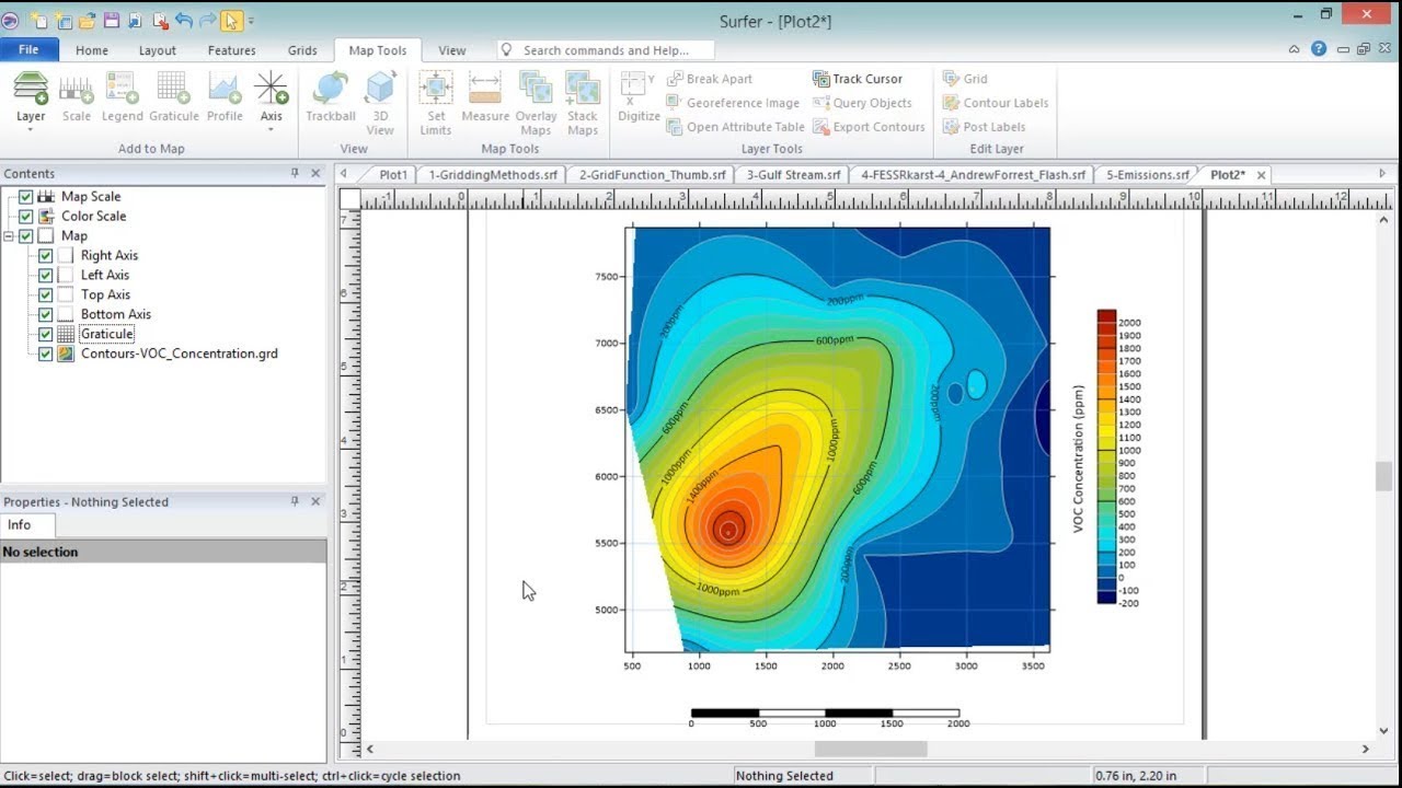 Contour mapping using surfer 16