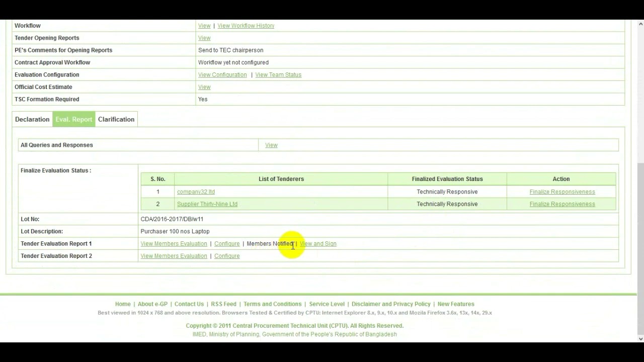 2.10.2 PE User : Tender Evaluation : Tender Evaluation Part 2