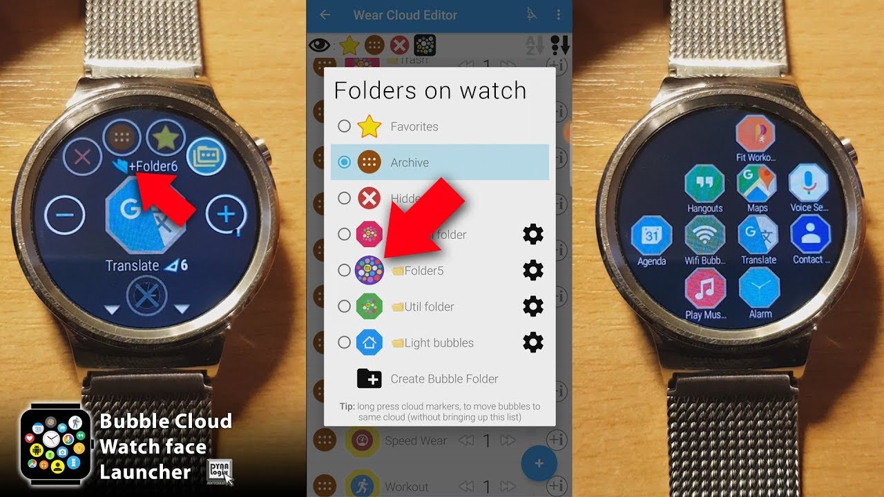 [v8.80] Create folders on Wear OS using Bubble Cloud Watch face Launcher