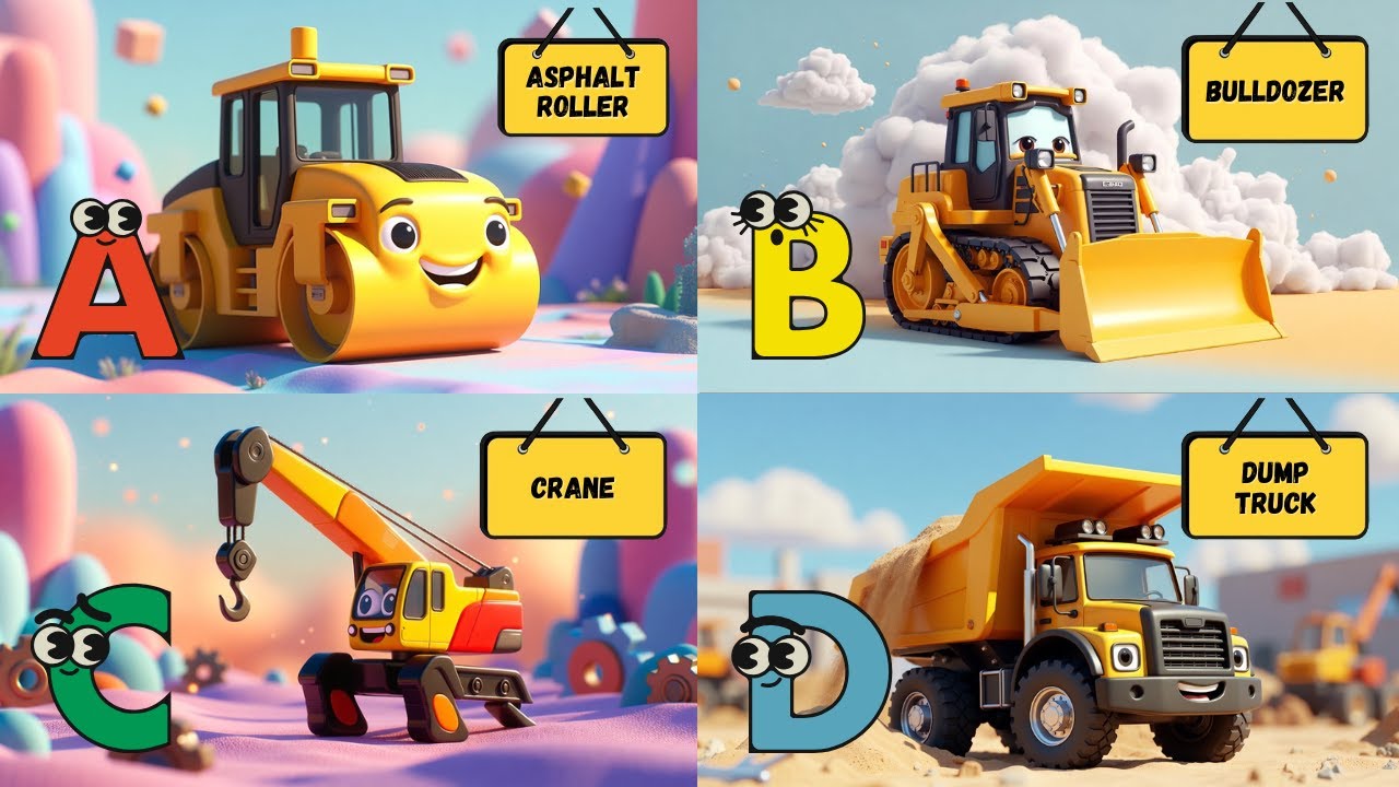 ABC Song with Construction Trucks 🚛 | Preschool Learning Video  | Energypac Kids TV
