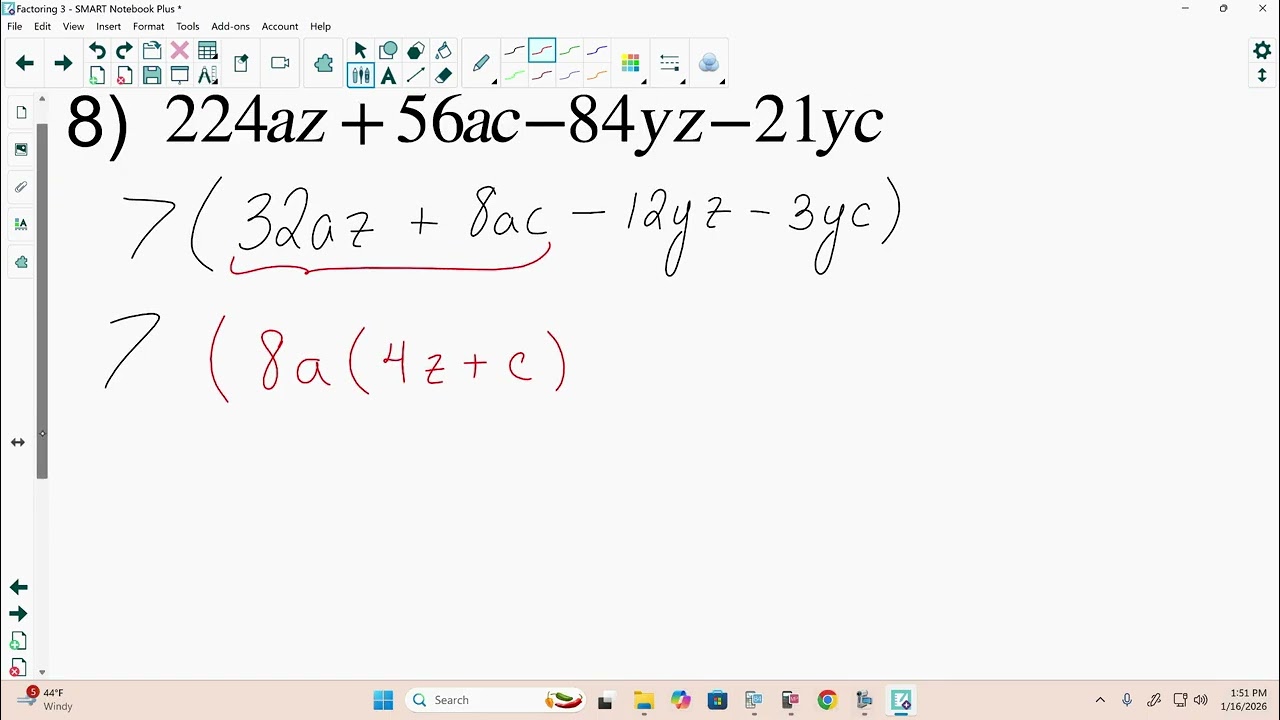 Algebra 2 Factoring (3c)