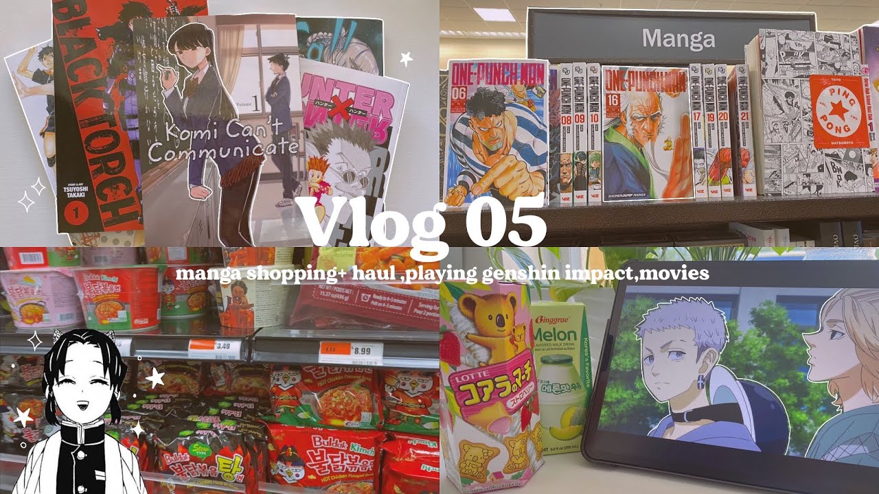 Vlog 05 || manga shopping, genshin impact, anime, demon slayer movie 🧃