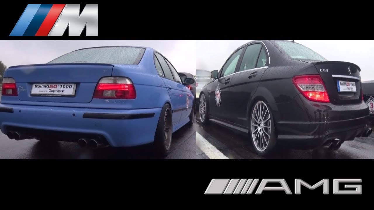 Sound Comparison: C63 AMG V8  w/ Straight PIPES VS  M5 E39 V8 w/ Supersprint Exhaust!