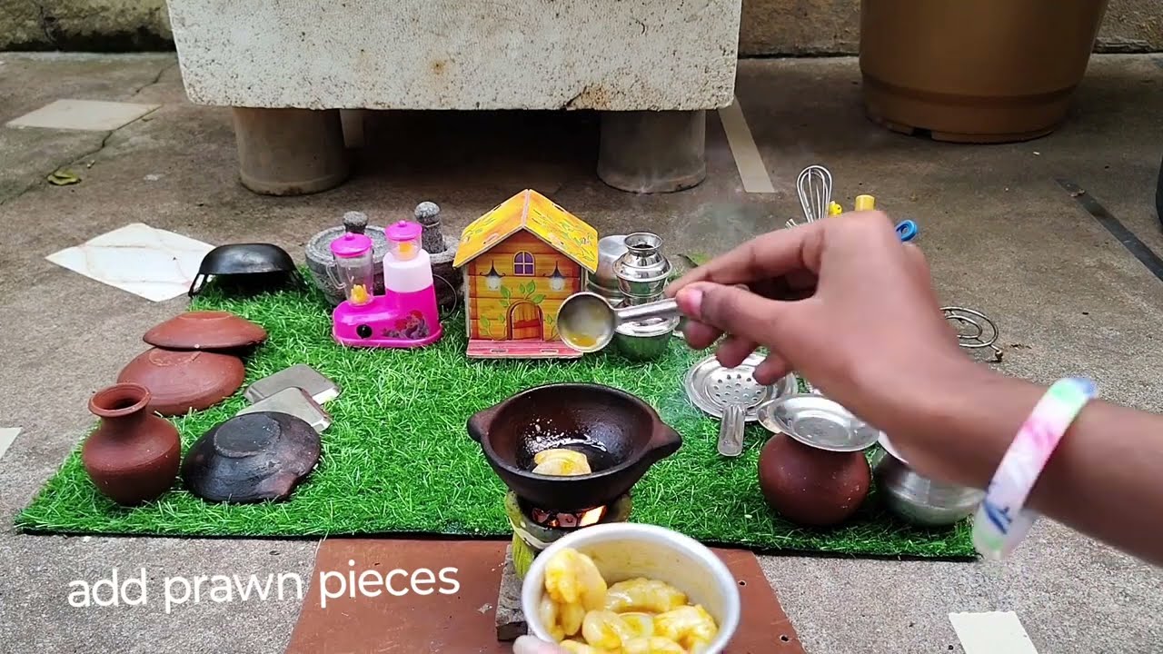 Prawns fry recipe in miniature cooking 