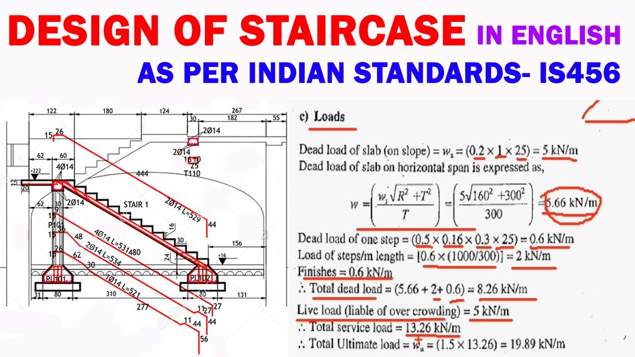 Design of Staircase | Staircase Design | Staircase Design as per IS456 | Civil engineering | #design