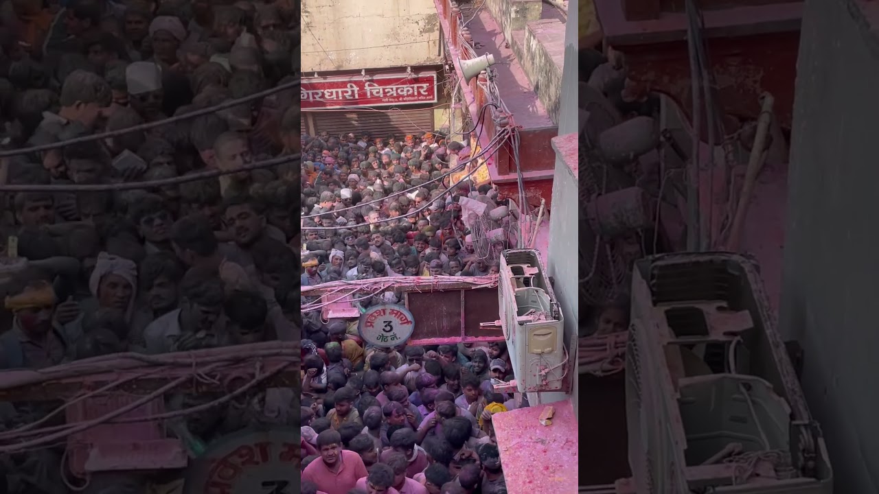 Banke bihari mandir ka haal holi meh😵😵 #holi #vrindavan #mathura #bankebihari #holispecial