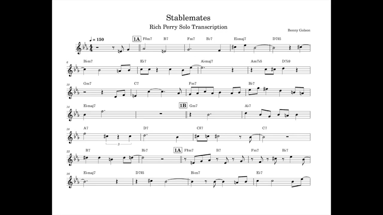 Stablemates- Rich Perry Solo Transcription (Bb)
