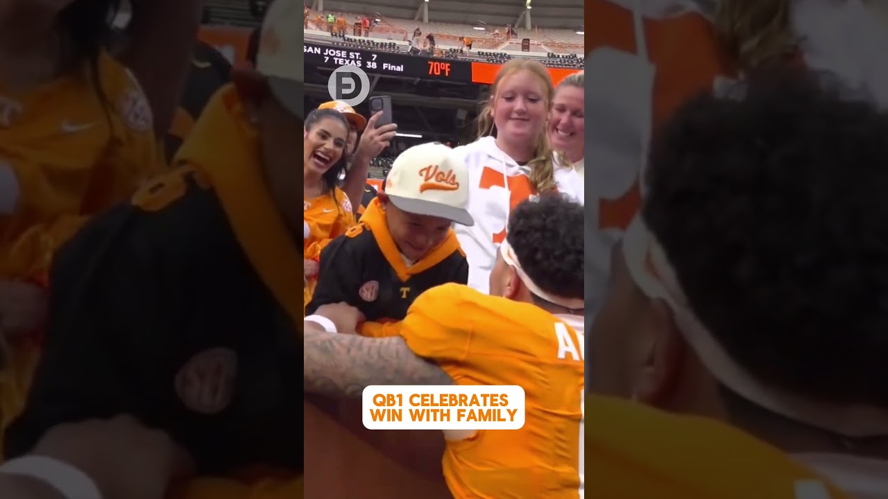 Joey Aguilar celebrates win with family! #tennesseevolunteers #quarterback #family #football