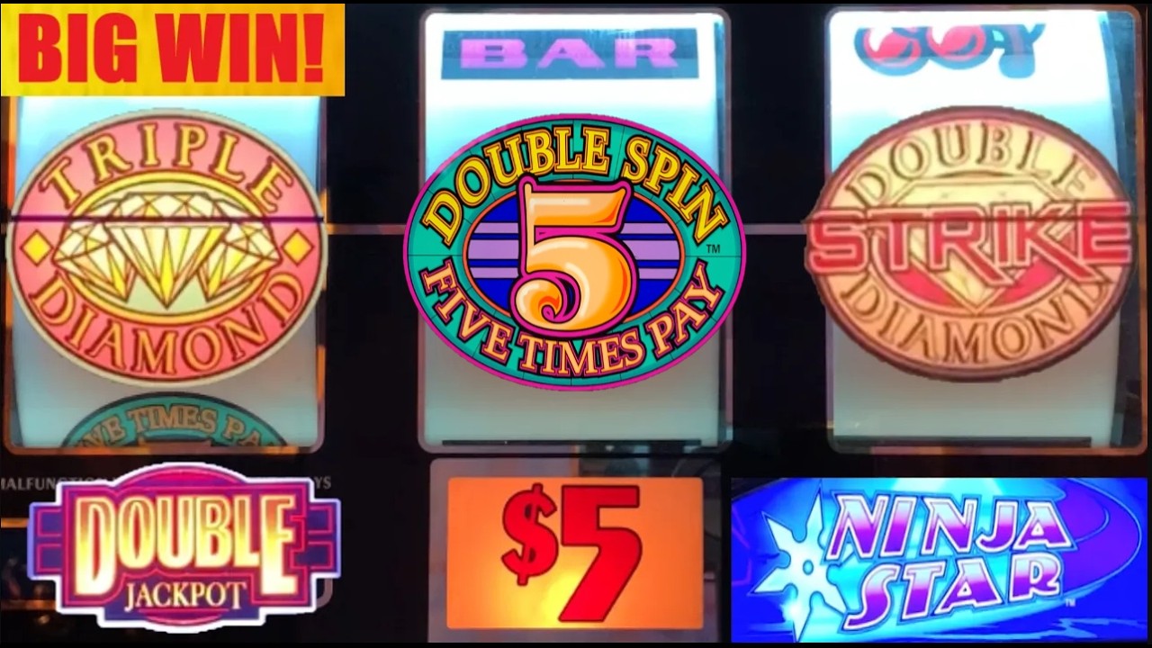 Отличный выигрыш в 5 Times Pay! Слоты Triple Diamond + Double Diamond Strike + Double Jackpot Nin...