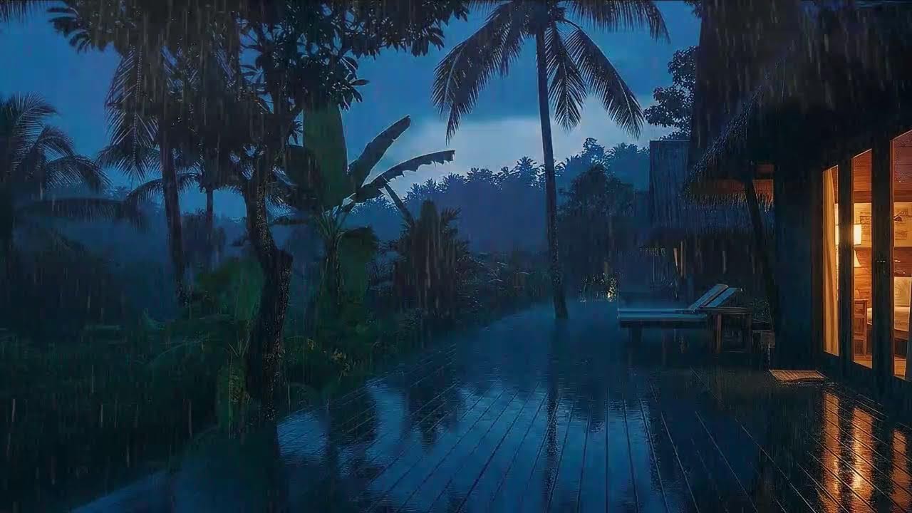 Sleep Now with Light Rain and Low Thunder at Cozy Cabin 🌧️