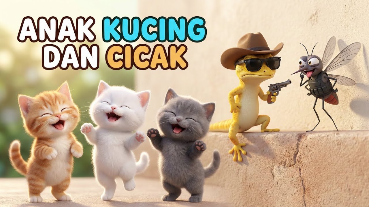 Anak Kucing Meong Meong 🐱 - Cicak Cicak di Dinding 🦎| Lagu Anak Indonesia Populer | Animasi  3D