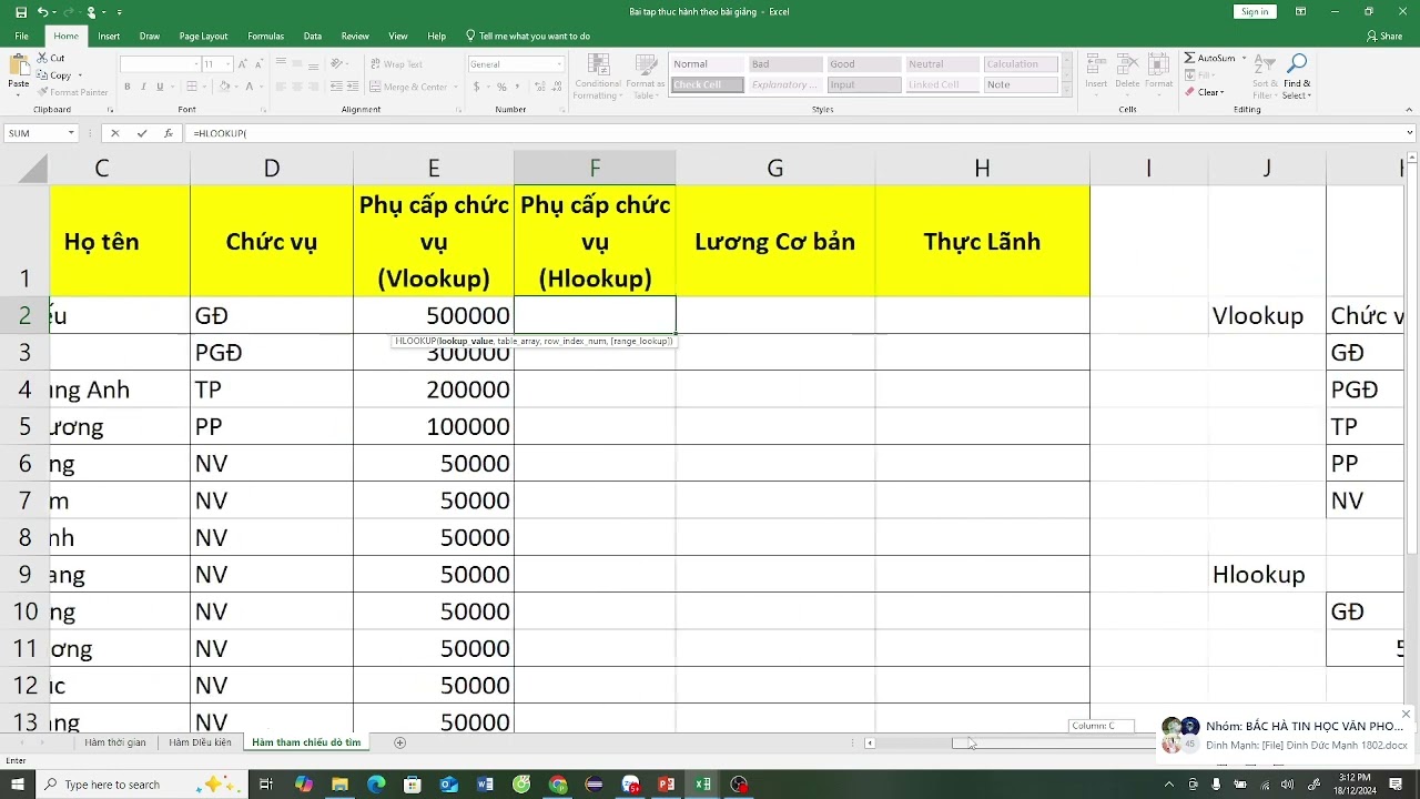 Hướng dẫn sử dụng hàm Vlookup và Hlookup trong Excel