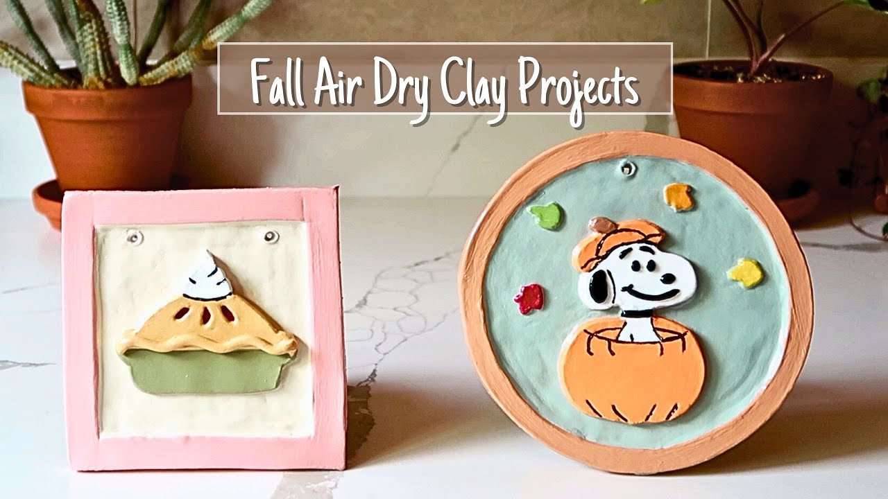 Fall Air Dry Clay Crafts | Snoopy & Cranberry Pie Wall Decor