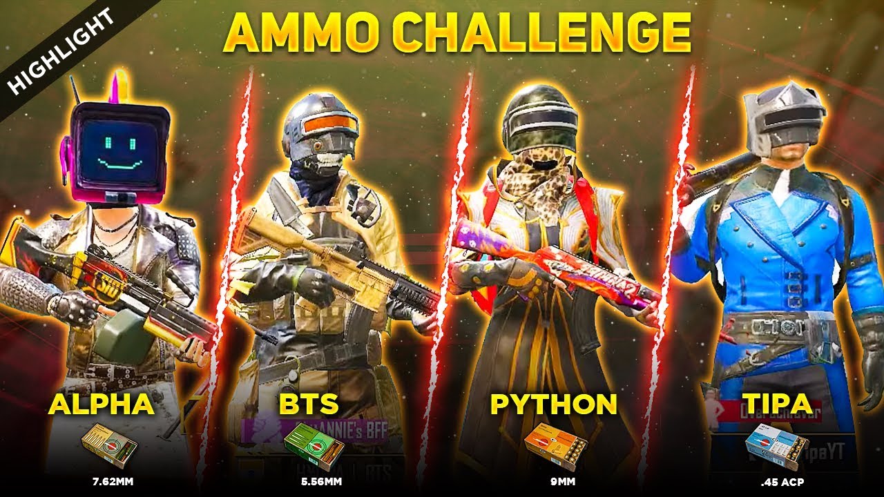 EACH PLAYER DIFFERENT AMMO CHALLENGE! 😱 || FUNNIEST CHALLENGE IN PUBG MOBILE 😂 || H&yen;DRA | ALPHA