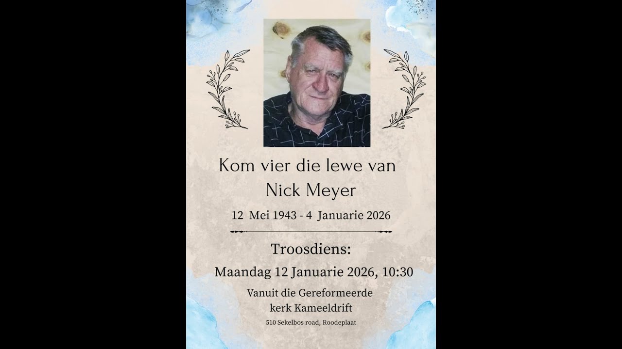 Nick Meyer gedenkdiens 12 Januarie 2026