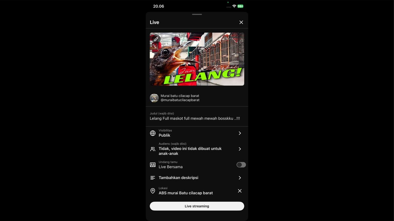 Murai batu cilacap barat sedang live sekarang!