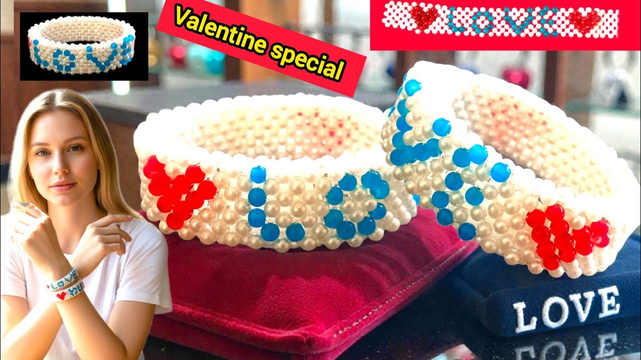 ❣️Valentine’s Day special 😘_ DIY Love Bangle Gift for Your Sweet😘Heart_ how to make Handmade Pearl 