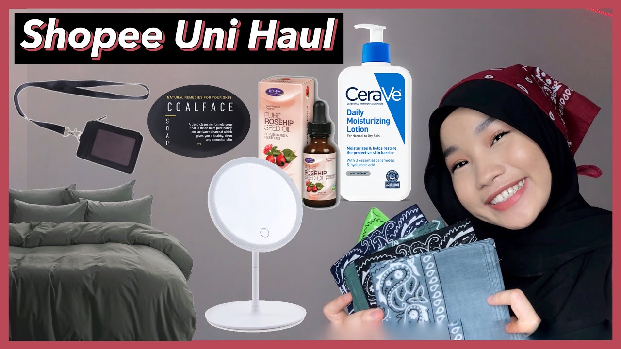 SHOPEE HAUL | University Edition ( Bedsheet, Mirror, Lanyard, Pyjamas, Skirt, Skincare )