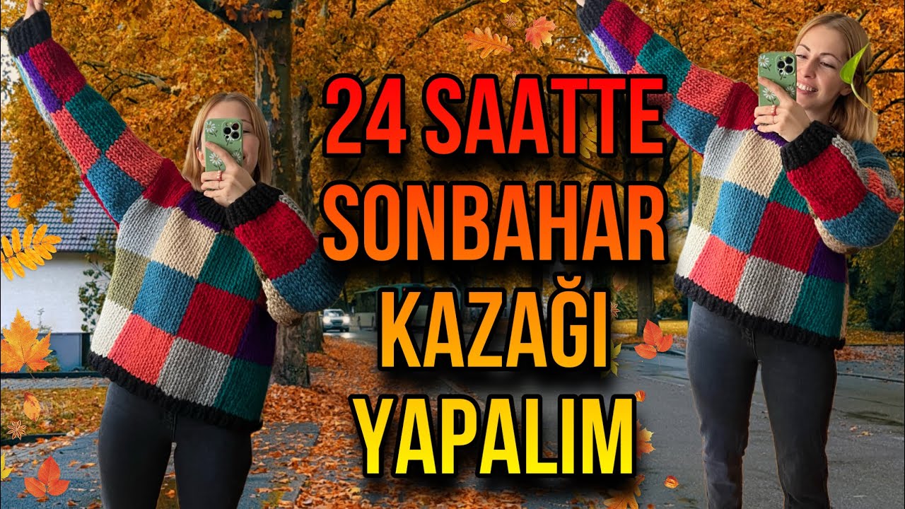 PARÇA İPLERLE BİR GÜNDE KAZAK YAPTIM | BENİMLE ÖR VLOG + DETAYLAR | Knitting Podcast