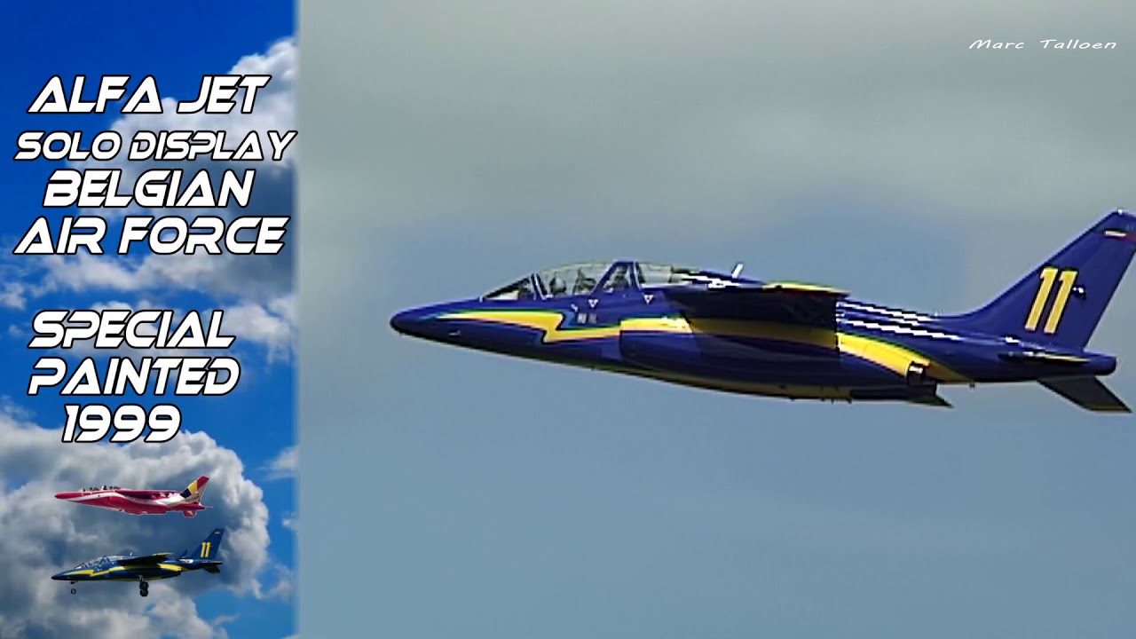 Alfa jet Belgian Air Force Solo Display team Unique footage of special painted alfajets .
