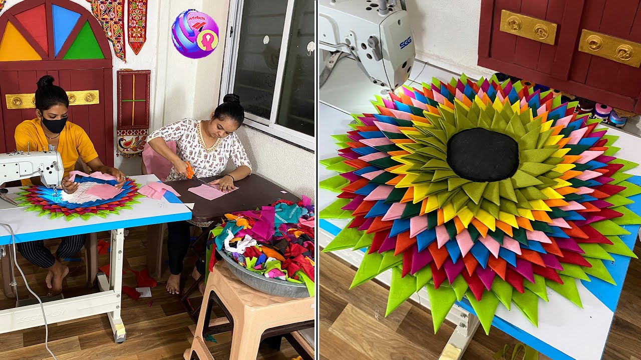 Flower shape Doormat making at home with Old Clothe reused