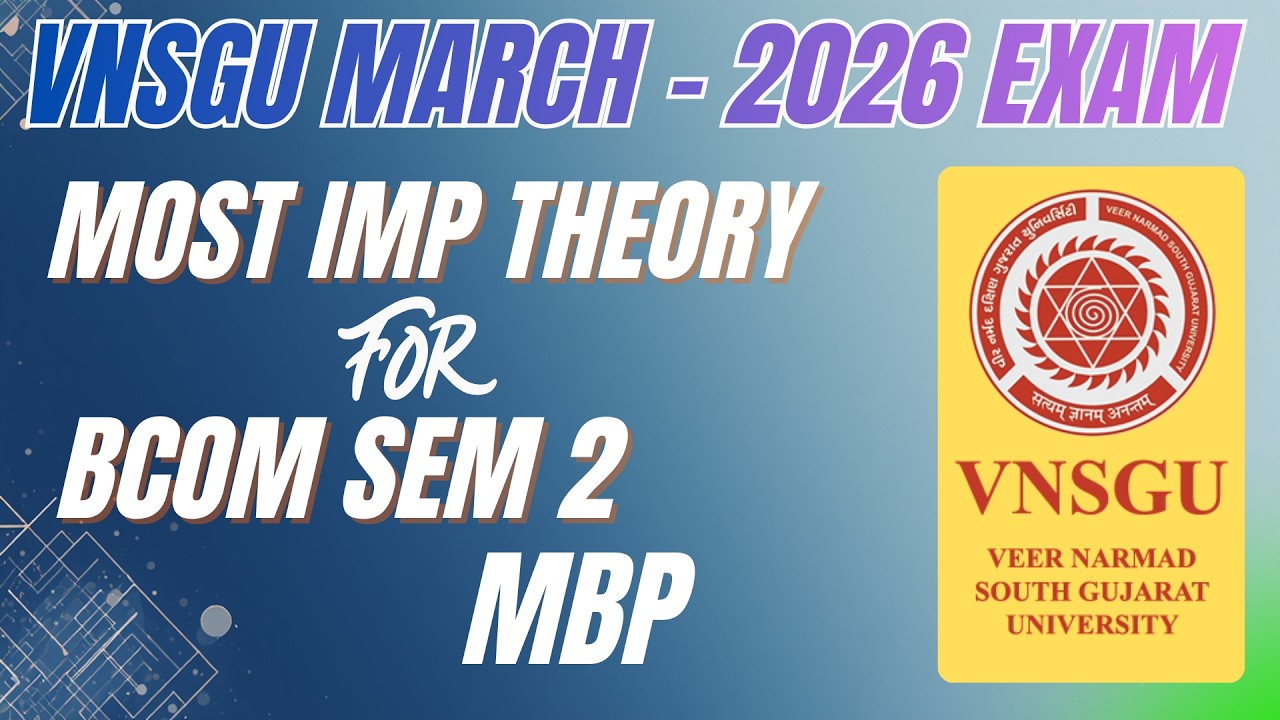 📘 VNSGU BCOM SEM 2 MBP IMP QUESTIONS | 📝 MARCH–APRIL 2026 EXAM | SHORT & LONG