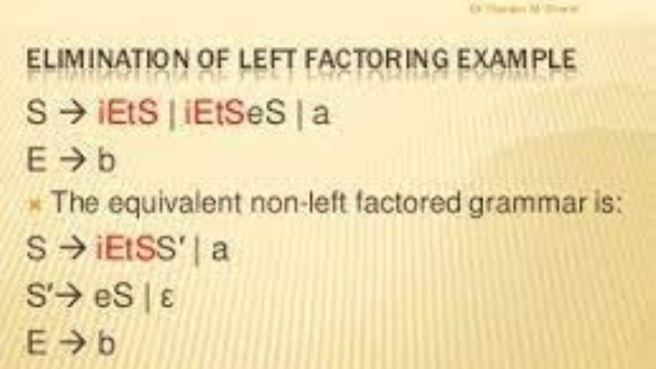 Eliminate Left Recursion & Left Factoring شرح