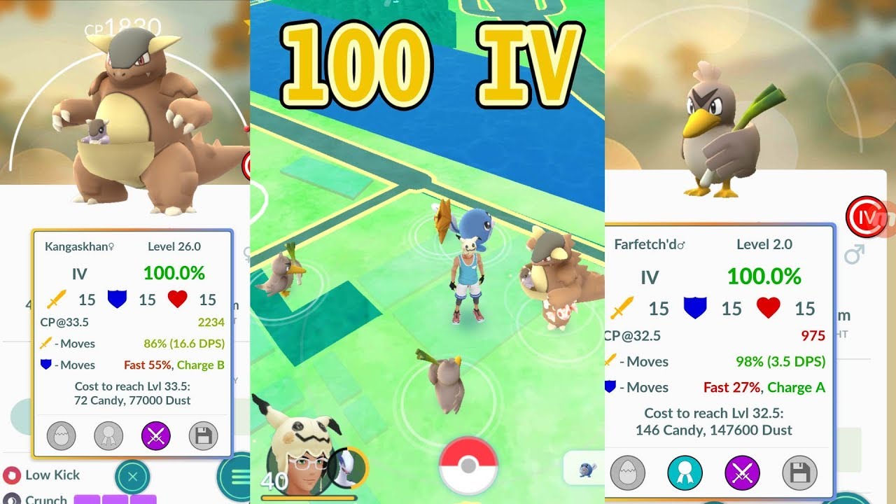 100% IV kangaskan & Farfecth'D on on global catch challenge - Pokemon Go