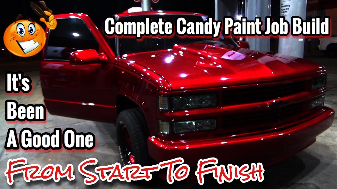 Полная покраска автомобиля в цвет Candy Apple Red от начала до конца. Сборка грузовика Chevrolet ...