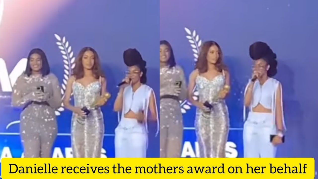 Danielle Yul Edochie receives May's Award on her behlaf as she Disgraces Yul Edochie on stage