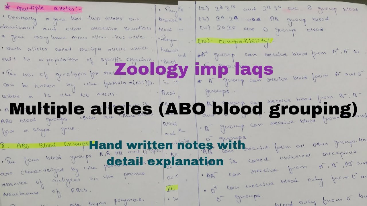 #292 #multiple alleles  (ABO BLOOD GROUPING)  / zoology important laqs for 2nd  year's (2023-2024)