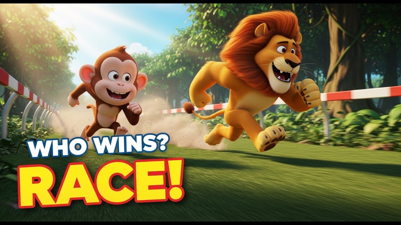 Monkey Vs Lion Race 🏁 | Fun Animal Competition | Kids Cartoon Song